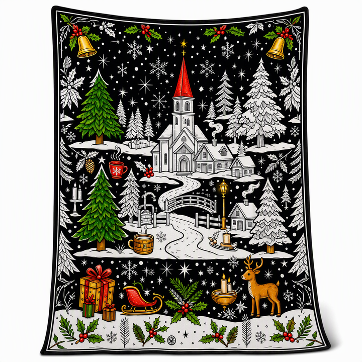 Christmas Coloring Blanket 51 x 59 Inch Polyester Design 2 1