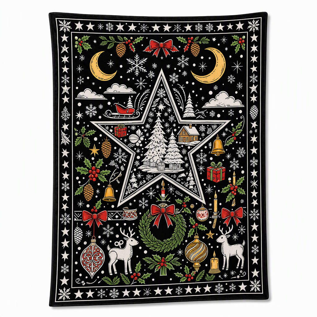 Christmas Coloring Blanket 51 x 59 Inch Polyester Design 4 1