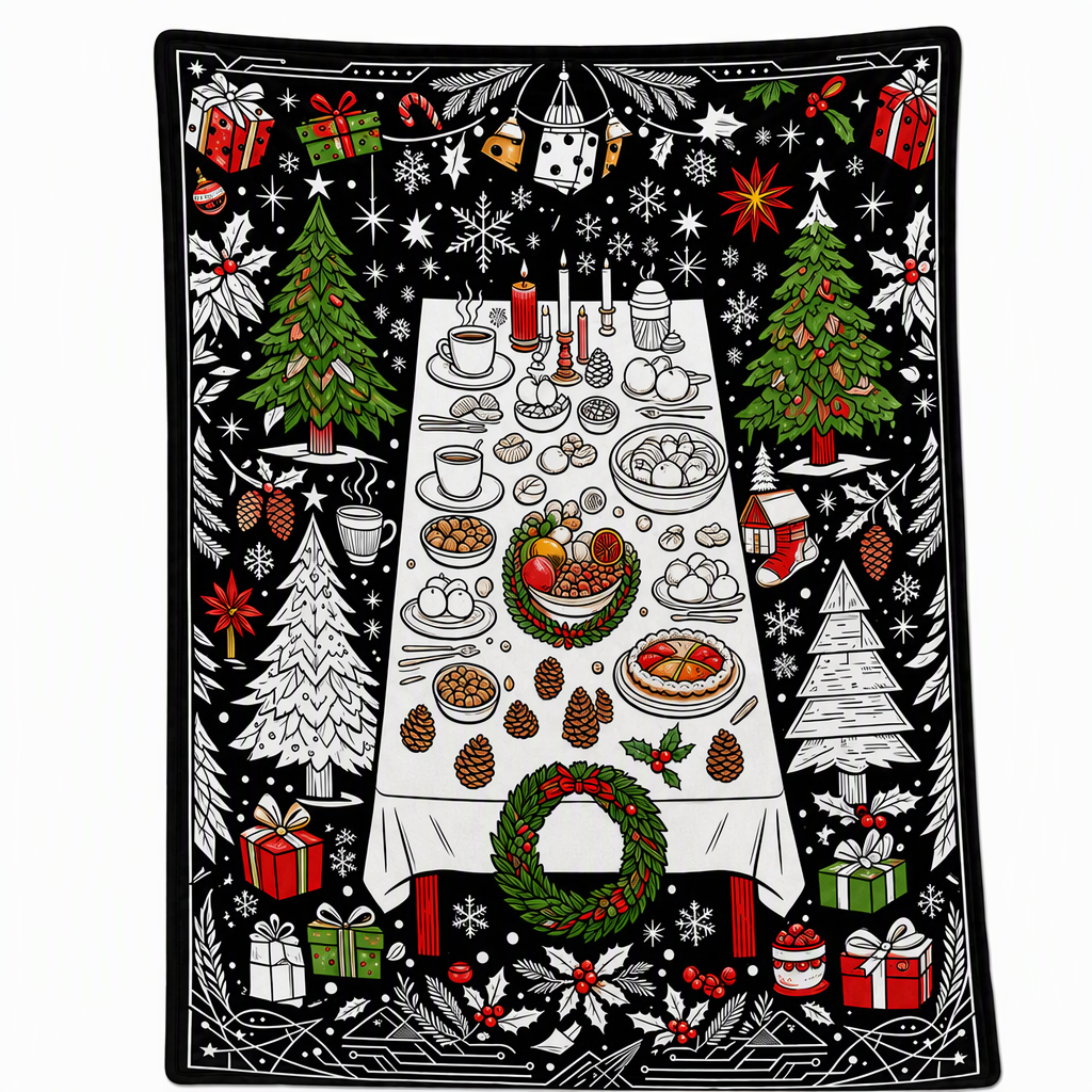 Christmas Coloring Blanket 51 x 59 Inch Polyester Design 5 1