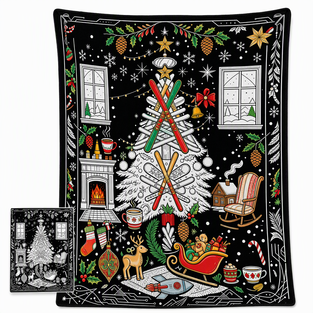 Christmas Coloring Blanket 51 x 59 Inch Polyester Design 7 1