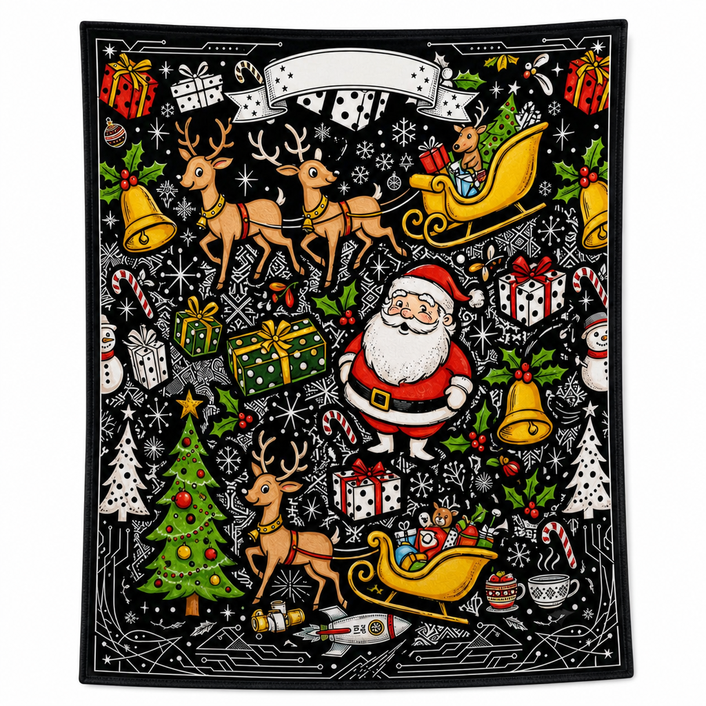 Christmas Coloring Blanket 51 x 59 Inch Polyester Design 9 1