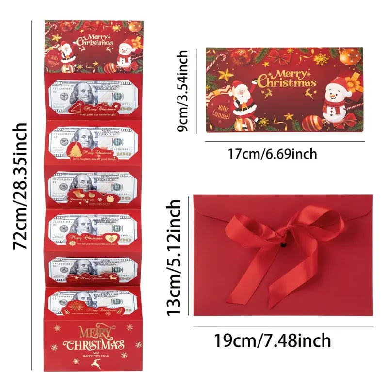 Christmas Money Holder Fold Out Envelope with 6 Slots 1