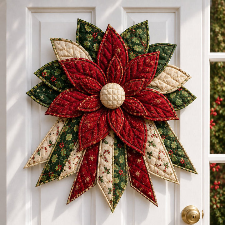 Christmas Quilted Door Hanger Sewing Kit 15.7 Inch Poinsettia 1