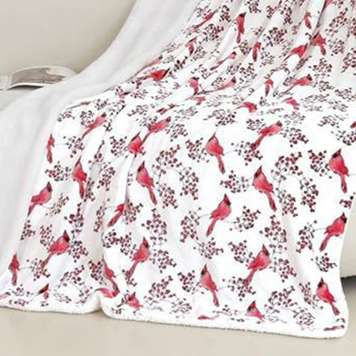 Christmas Throw Blanket Flannel Printed with Plush Back Birds 1