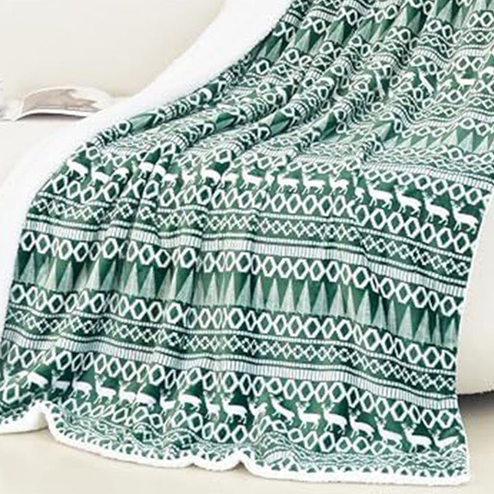 Christmas Throw Blanket Flannel Printed with Plush Back Green Graphic 1