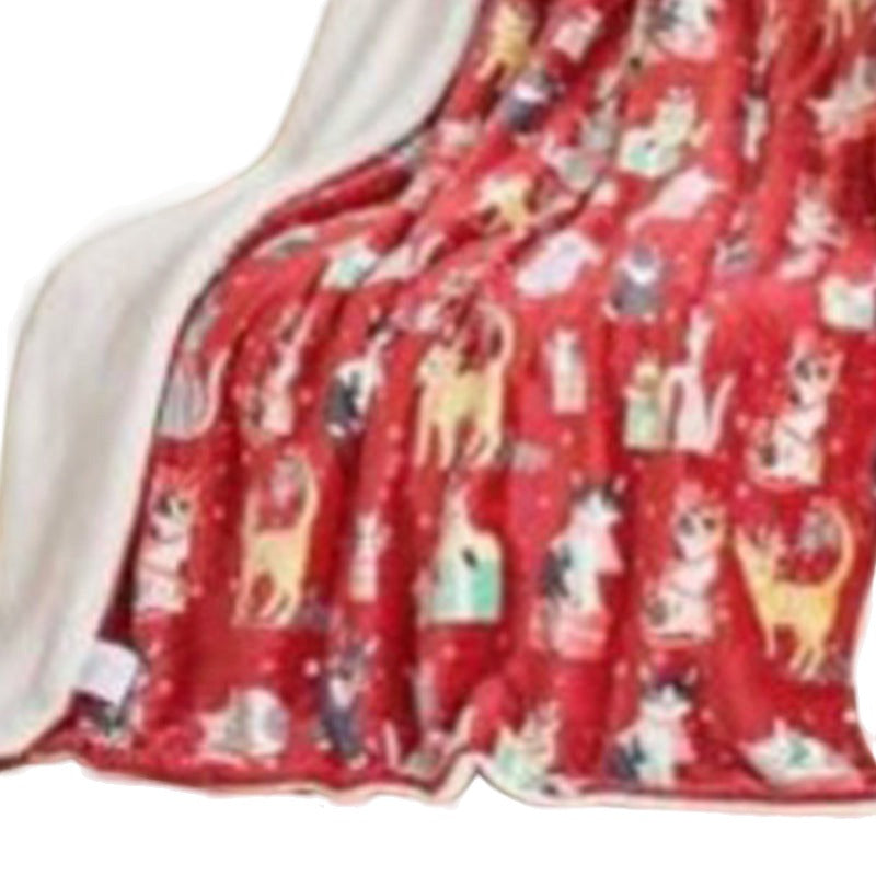 Christmas Throw Blanket Flannel Printed with Plush Back on white