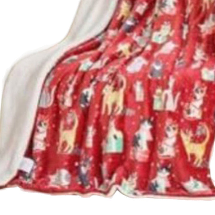 Christmas Throw Blanket Flannel Printed with Plush Back on white