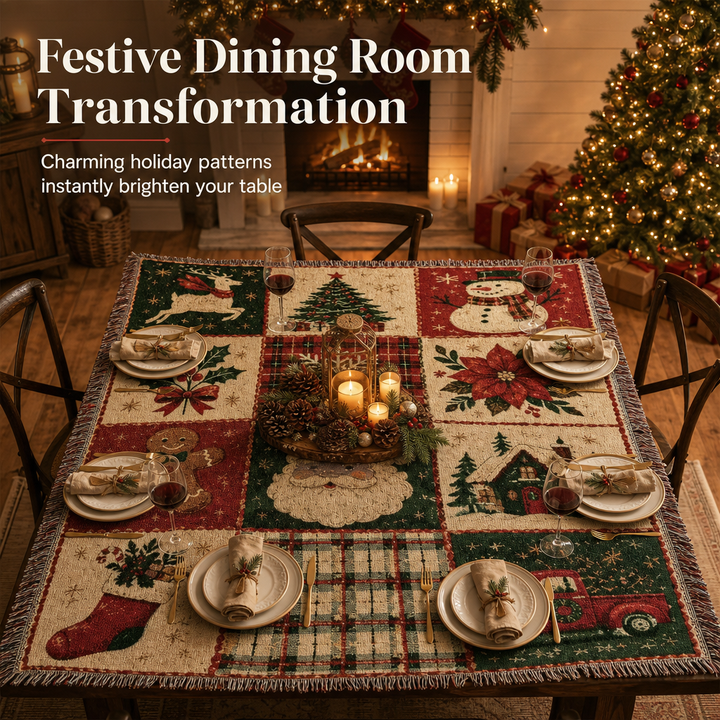 Christmas Throw Blanket Woven Jacquard with Tassels 51 x 63 Inch 4