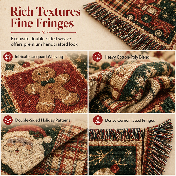 Christmas Throw Blanket Woven Jacquard with Tassels 51 x 63 Inch 5