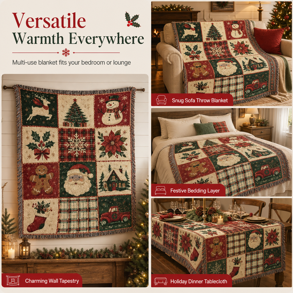 Christmas Throw Blanket Woven Jacquard with Tassels 51 x 63 Inch 6