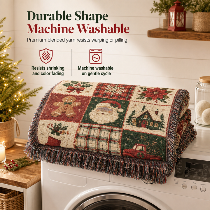 Christmas Throw Blanket Woven Jacquard with Tassels 51 x 63 Inch 7