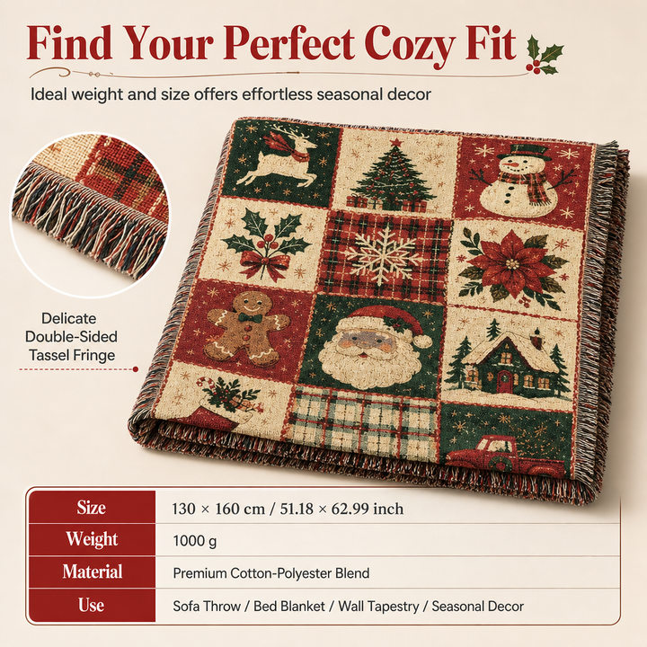 Christmas Throw Blanket Woven Jacquard with Tassels 51 x 63 Inch 8