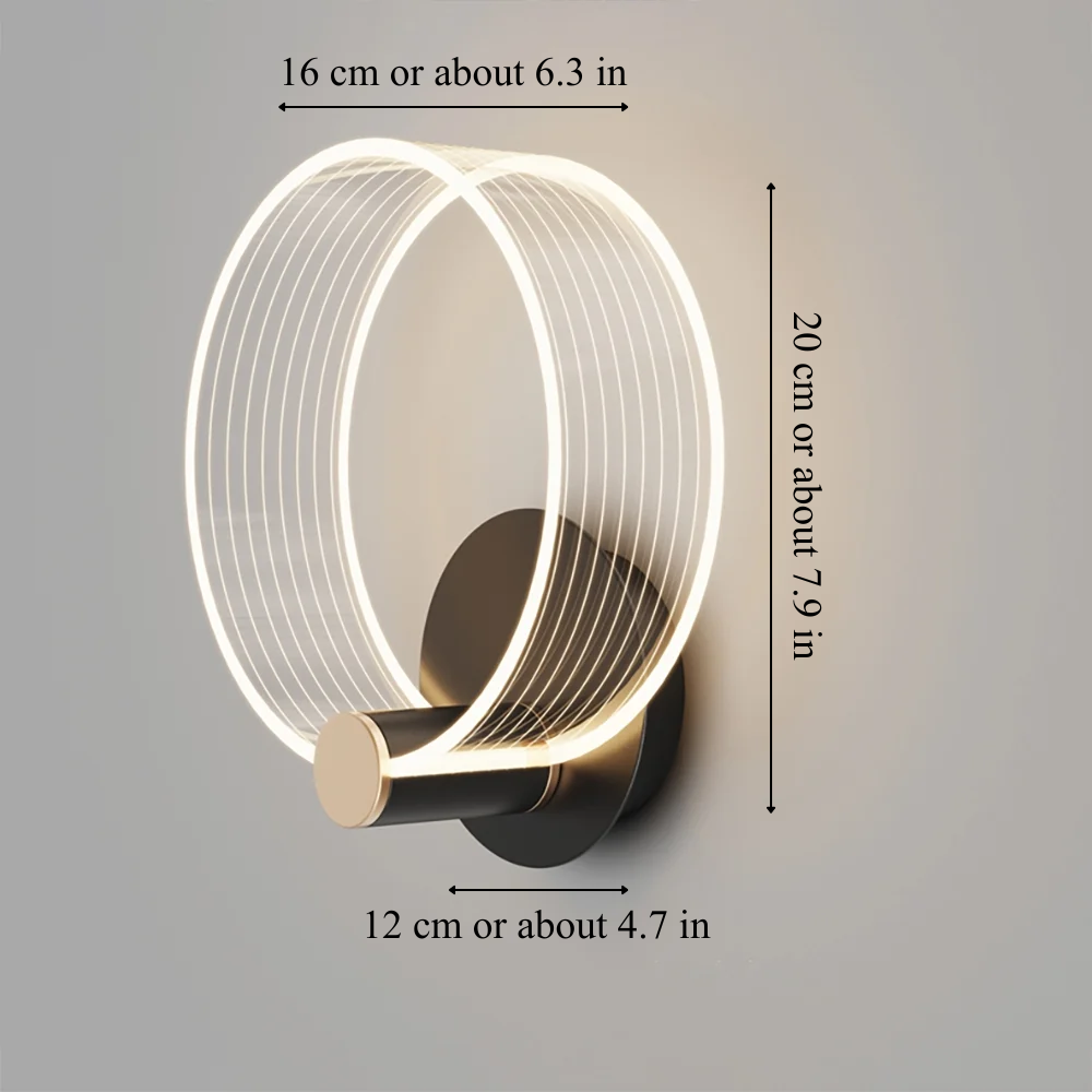 Circle Wall Night Light Acrylic Rings 7.9 Inch 3