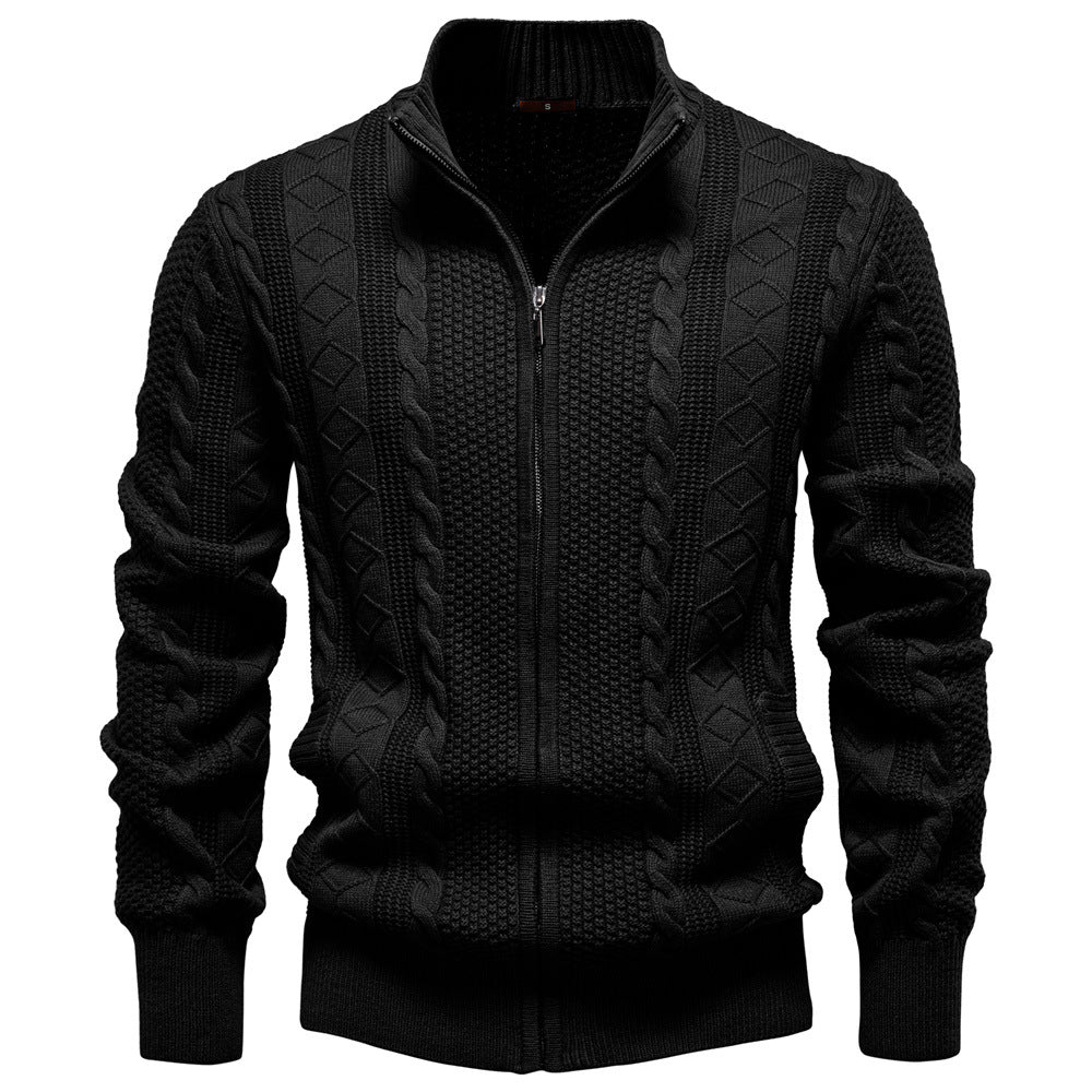 Classic Cable Knit Full Zip Cardigan Set of 2 Black 1