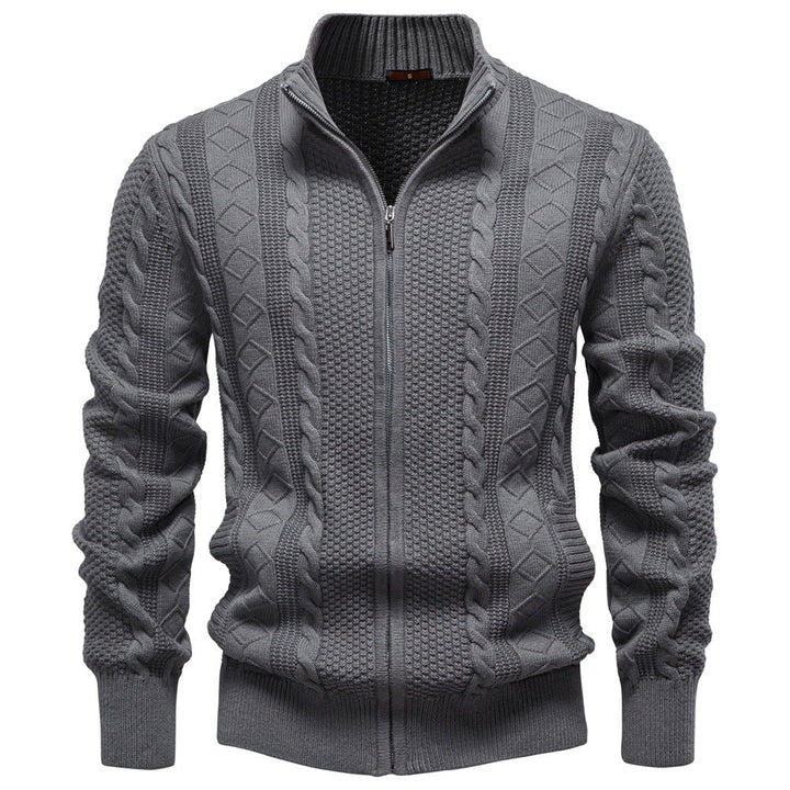 Classic Cable Knit Full Zip Cardigan Set of 2 Gray 1