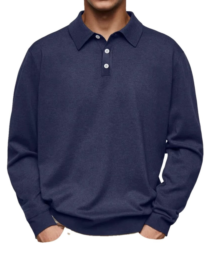 Classic Knit Long Sleeve Polo Shirt Set of 2 on white