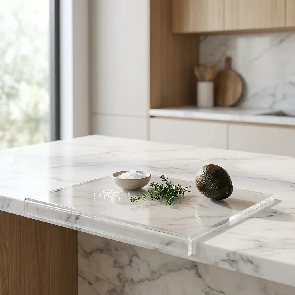 Clear Acrylic Cutting Board with Counter Lip 16 x 12 Inches 1