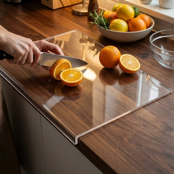 Clear Acrylic Cutting Board with Counter Lip 16 x 12 Inches 2