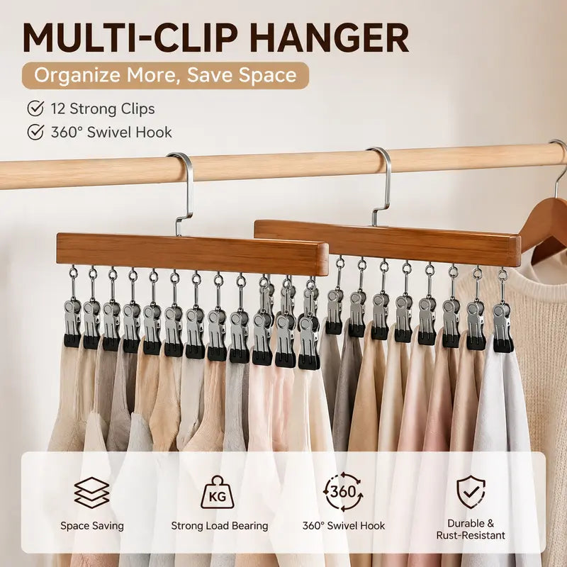 Clip Hanger with 12 Clips 15.75 Inch Wood 1
