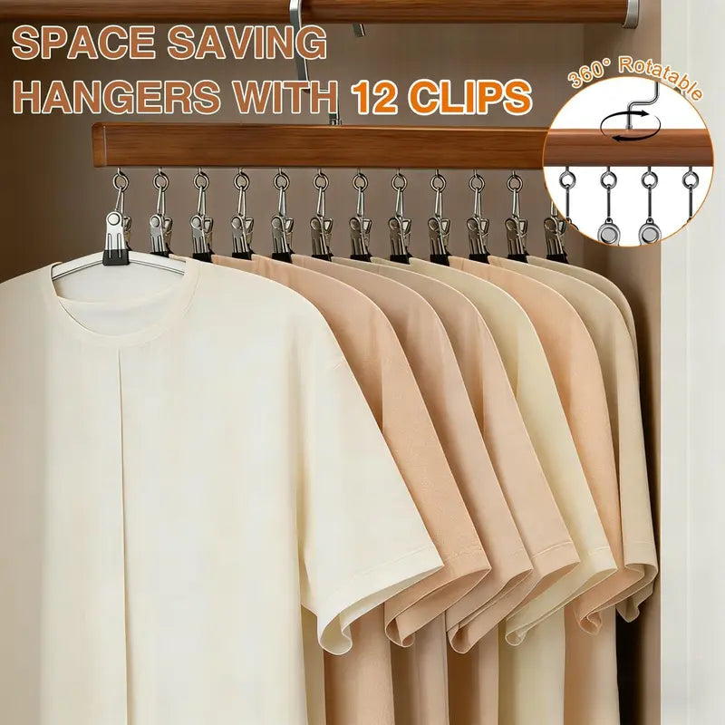 Clip Hanger with 12 Clips 15.75 Inch Wood 7