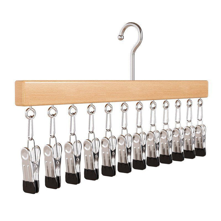 Clip Hanger with 12 Clips 15.75 Inch Wood Natural Wood 1