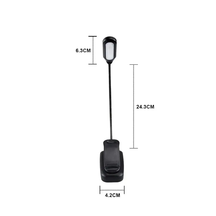 Clip On LED Book Light Flexible Neck AAA Battery Set of 3 Upright Head 1