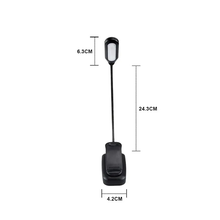 Clip On LED Book Light Flexible Neck AAA Battery Set of 3 Upright Head 1