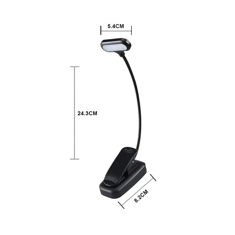 Clip On LED Book Light Flexible Neck AAA Battery Set of 3 Wide Head 1