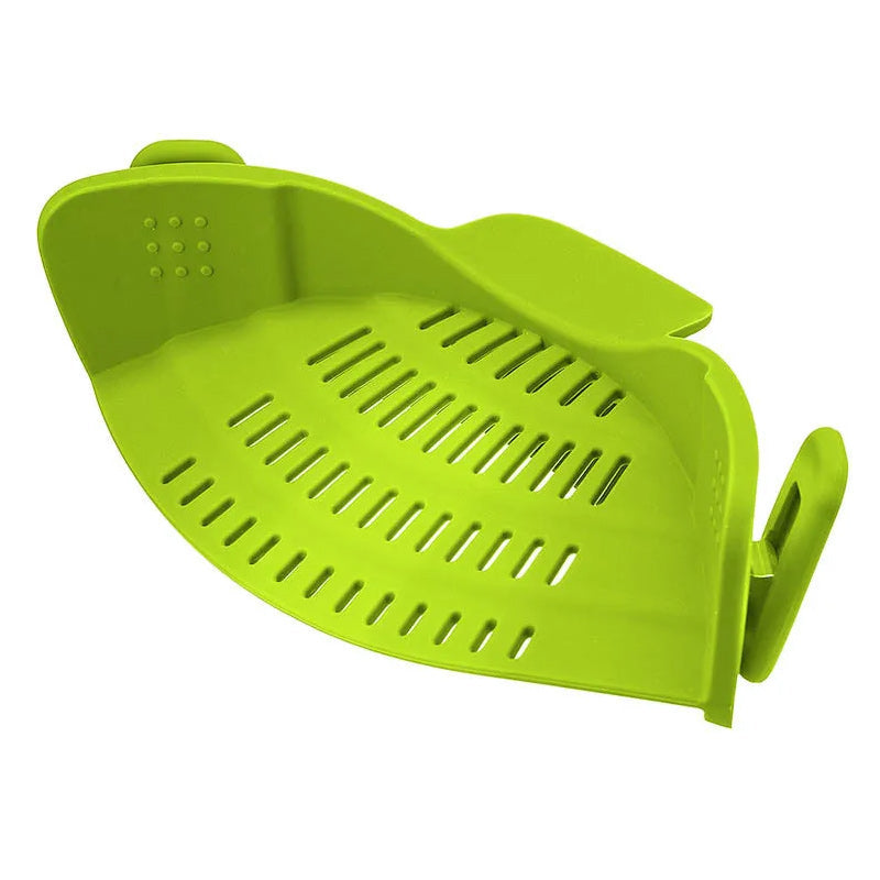 Clip On Pot Strainer Silicone 9 x 4.9 Inches Set of 2 Green 1