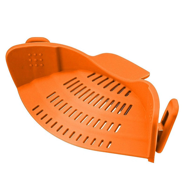 Clip On Pot Strainer Silicone 9 x 4.9 Inches Set of 2 Orange 1