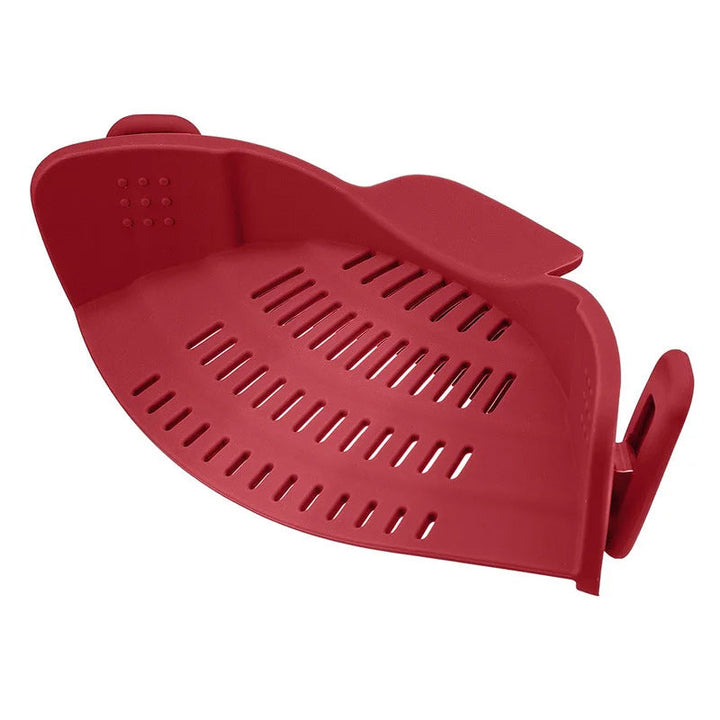 Clip On Pot Strainer Silicone 9 x 4.9 Inches Set of 2 Red 1