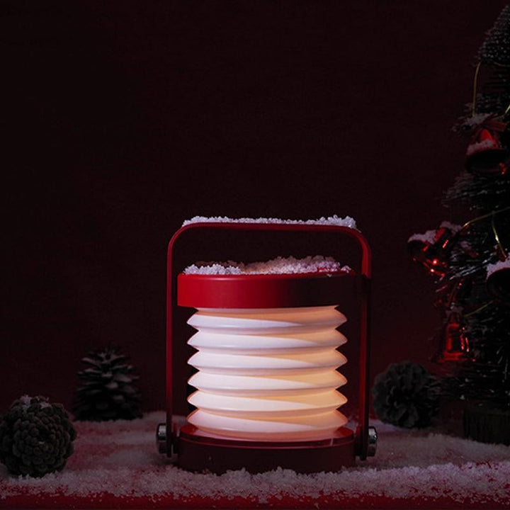 Collapsible LED Lantern Lamp Rechargeable with Wooden Handle Red 3