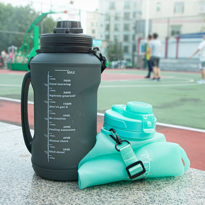 Collapsible Silicone Water Bottle 2000 ml with Strap Set of 3 4