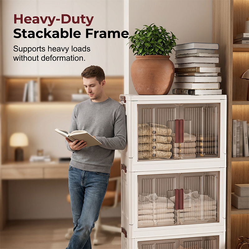 Collapsible Storage Cabinet with Magnetic Doors 1 to 3 Tier 2