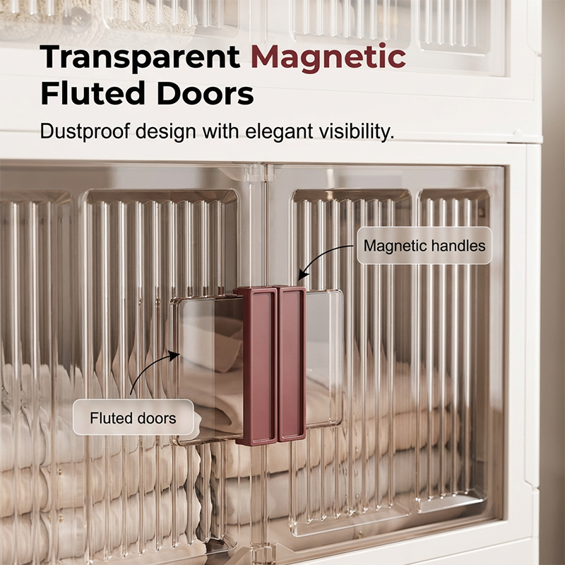 Collapsible Storage Cabinet with Magnetic Doors 1 to 3 Tier 3