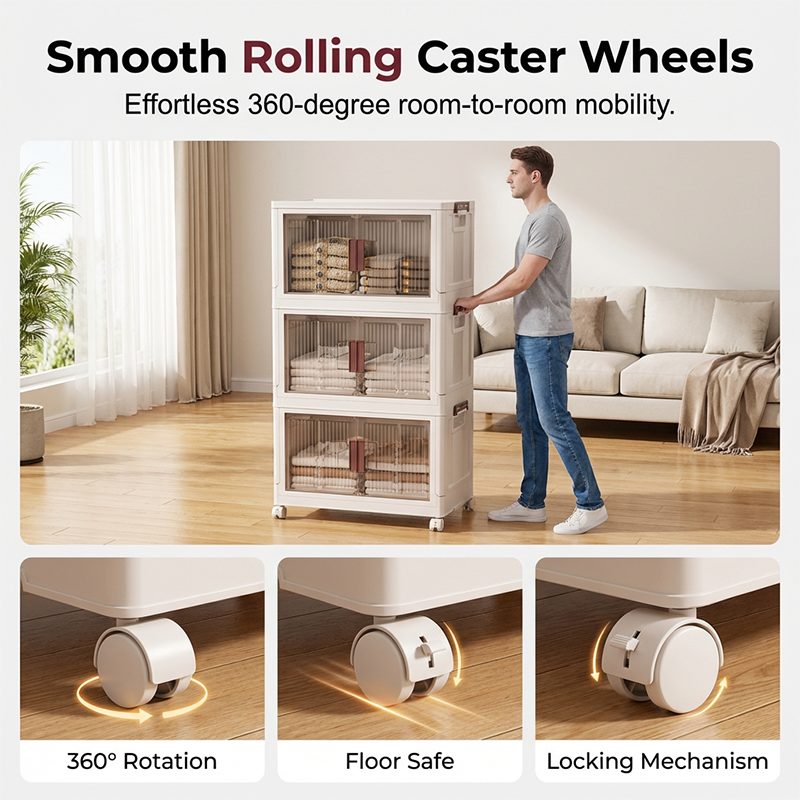 Collapsible Storage Cabinet with Magnetic Doors 1 to 3 Tier 5