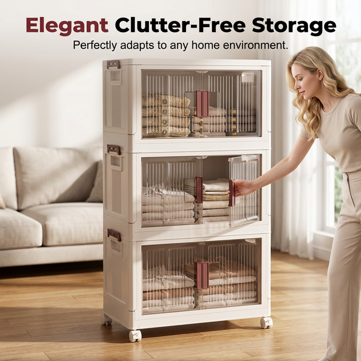 Collapsible Storage Cabinet with Magnetic Doors 1 to 3 Tier 6