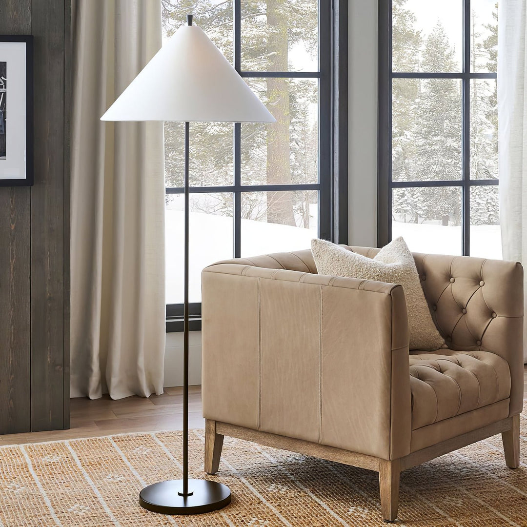 Cone Shade Floor Lamp Slim Metal Stand 63.8 in Set of 2 3