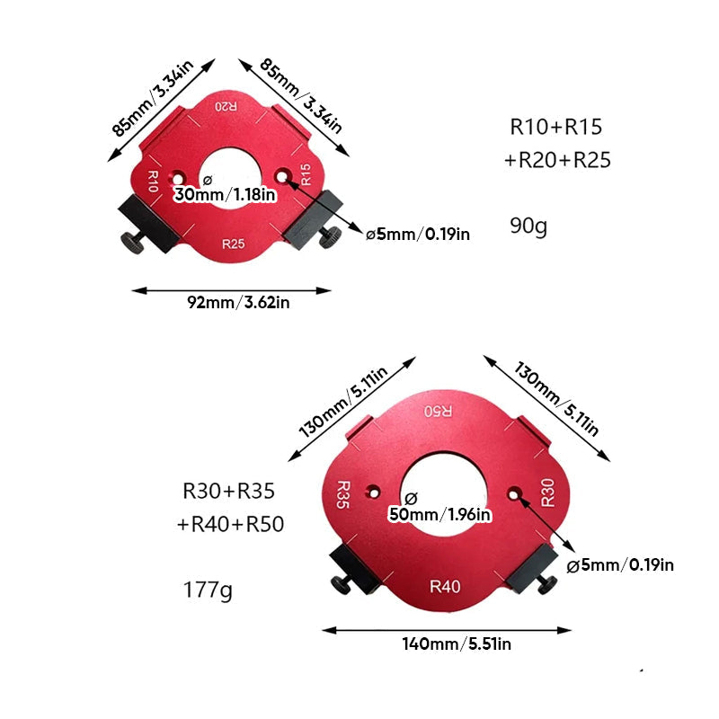 Corner Radius Router Template Set of 2 Aluminum 2