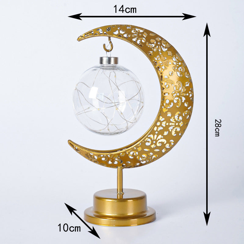 Crescent Moon Table Lamp Gold Metal 11 Inch Battery Powered 2