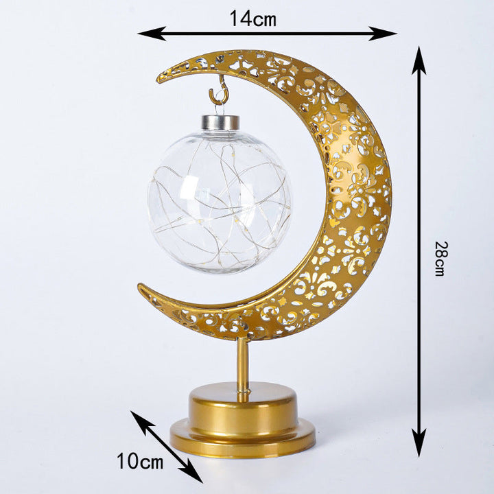 Crescent Moon Table Lamp Gold Metal 11 Inch Battery Powered 2