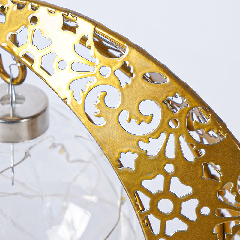 Crescent Moon Table Lamp Gold Metal 11 Inch Battery Powered 3