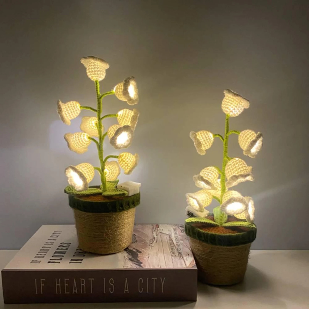 Crochet Lily Lamp Battery Powered 9.4 inch Set of 3 2