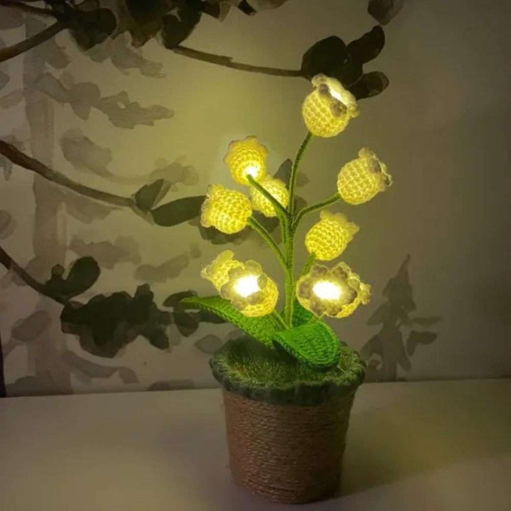 Crochet Lily Lamp Battery Powered 9.4 inch Set of 3 3