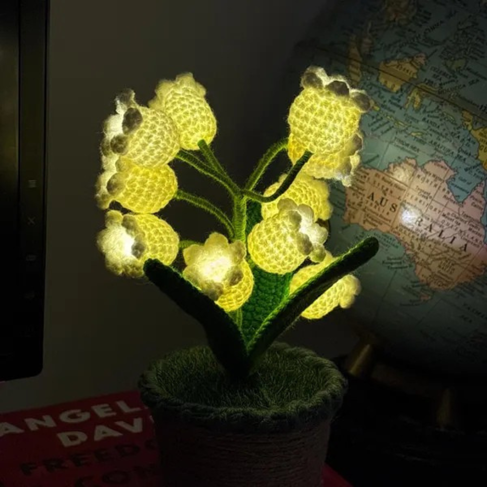 Crochet Lily Lamp Battery Powered 9.4 inch Set of 3 4