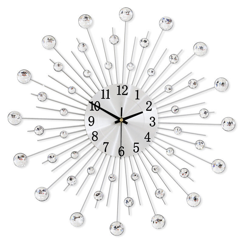 Crystal Sunburst Wall Clock Silver 13 inch 1