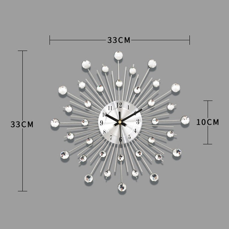Crystal Sunburst Wall Clock Silver 13 inch 2