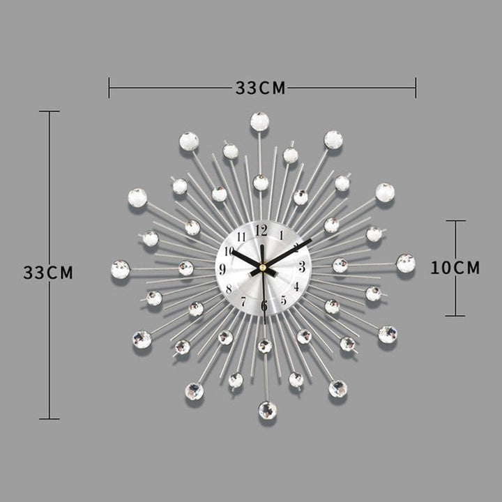 Crystal Sunburst Wall Clock Silver 13 inch 2
