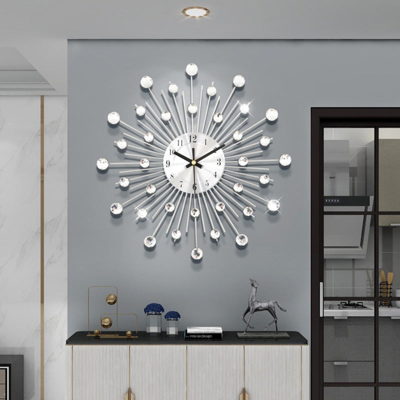 Crystal Sunburst Wall Clock Silver 13 inch 3