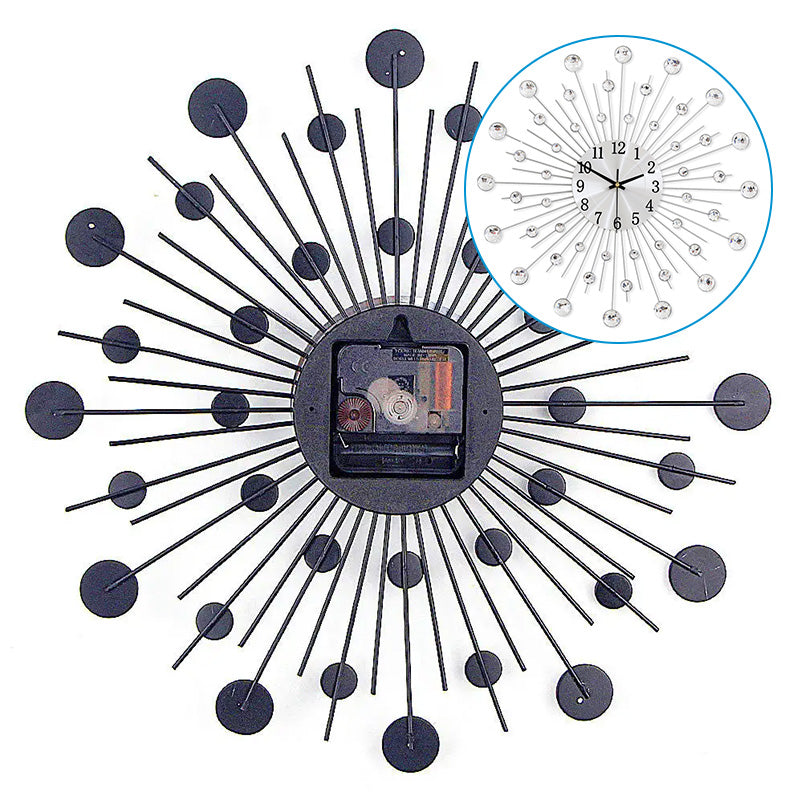 Crystal Sunburst Wall Clock Silver 13 inch 5